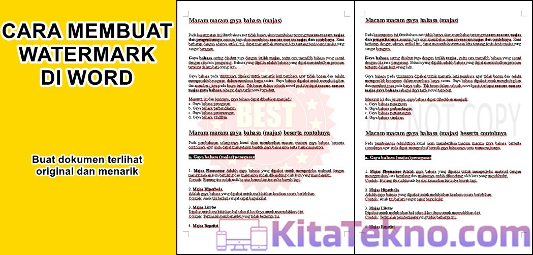 Cara Membuat Watermark Di Word