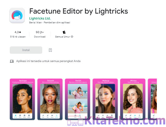 FaceTune - Aplikasi Edit Wajah Korea